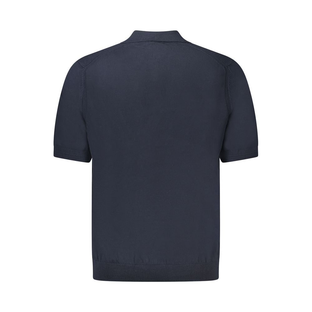 Hugo Boss Blue Cotton Short Sleeved Sweater