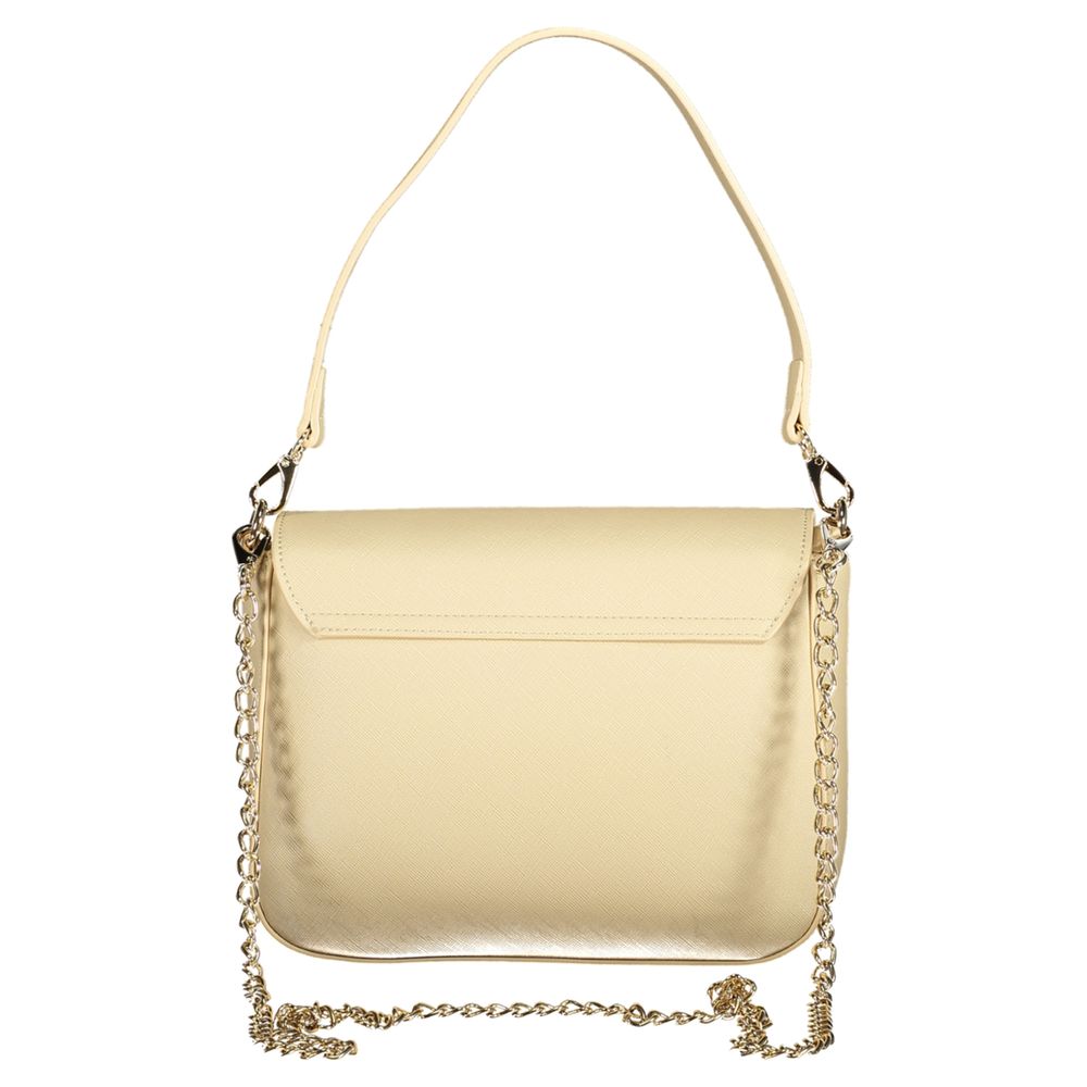 Mario Valentino Beige Faux Leather Handbag with Chain Strap
