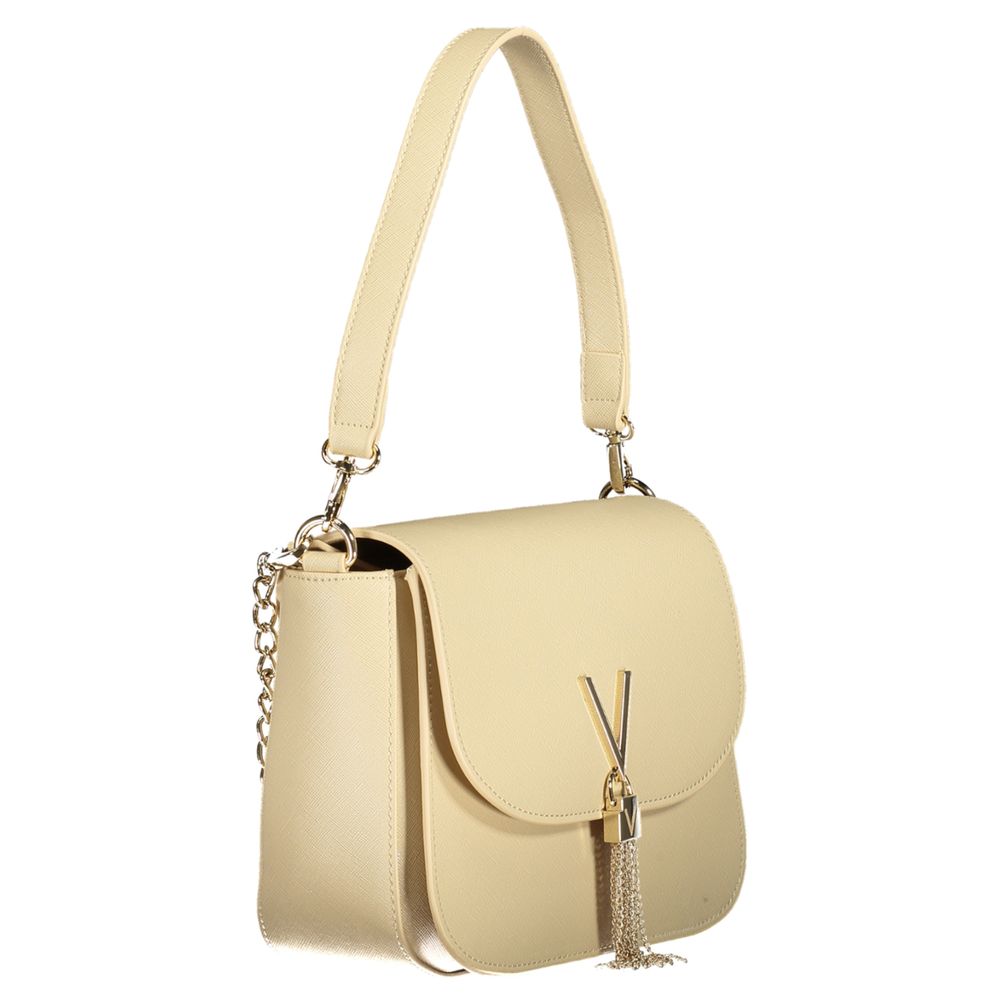 Mario Valentino Beige Faux Leather Handbag with Chain Strap