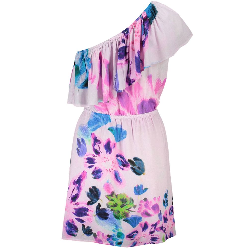 Desigual Pink Viscose One-Shoulder Dress