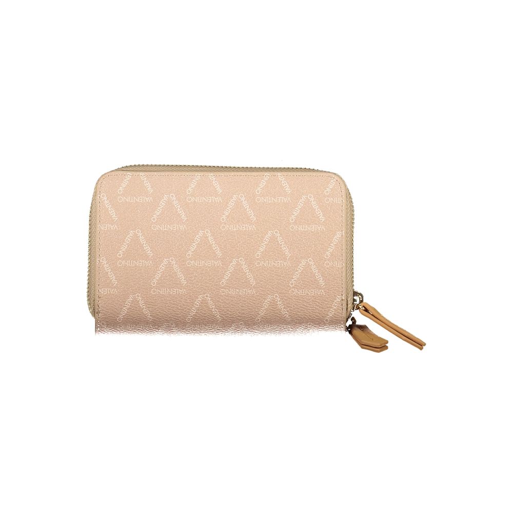 Mario Valentino Beige Faux Leather Women's Wallet with Iconic Logo Closure