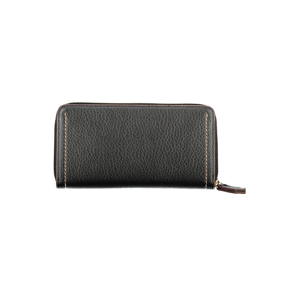 Mario Valentino Black Faux Leather Women Wallet with Zip Closure