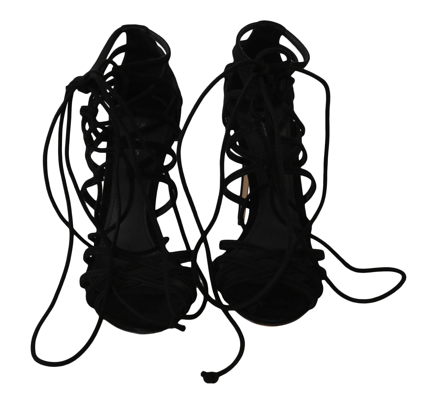 - Elegant Black Suede Gladiator Stilettos