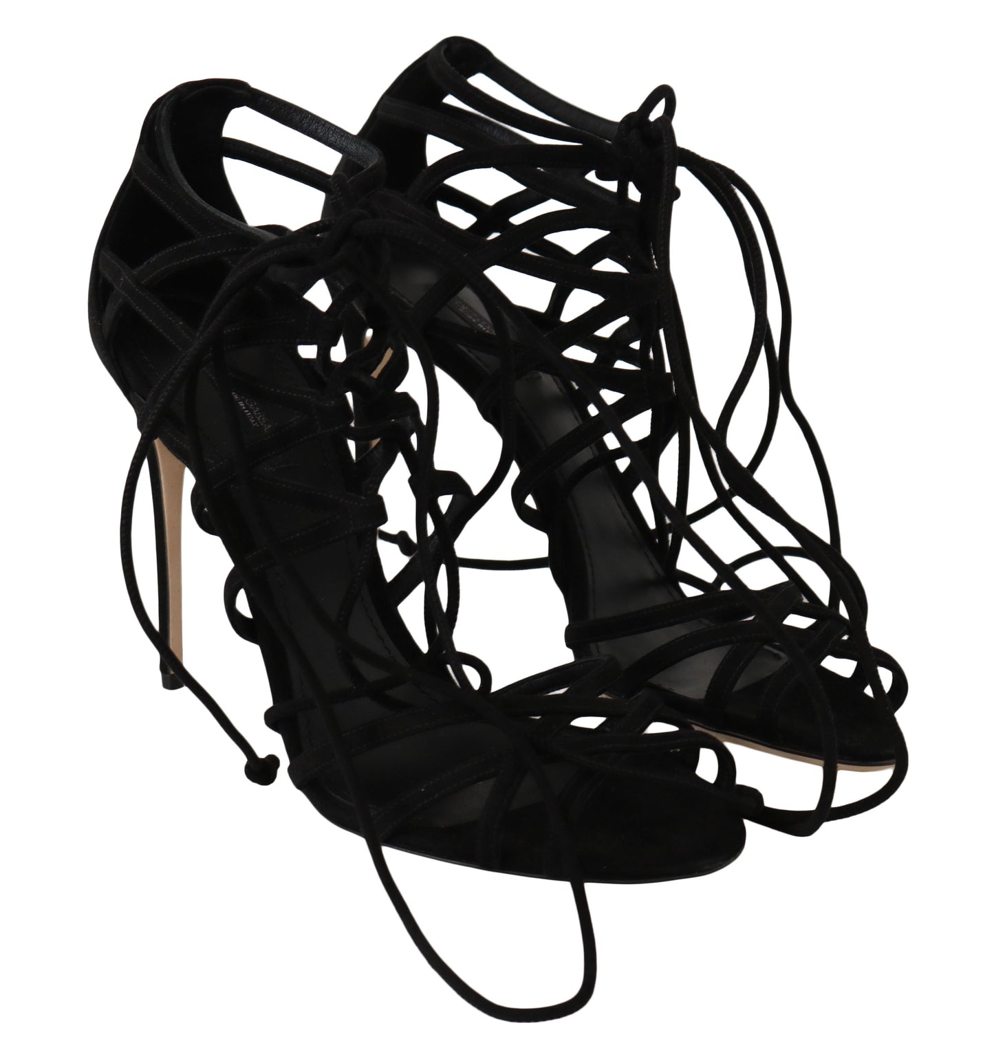 - Elegant Black Suede Gladiator Stilettos