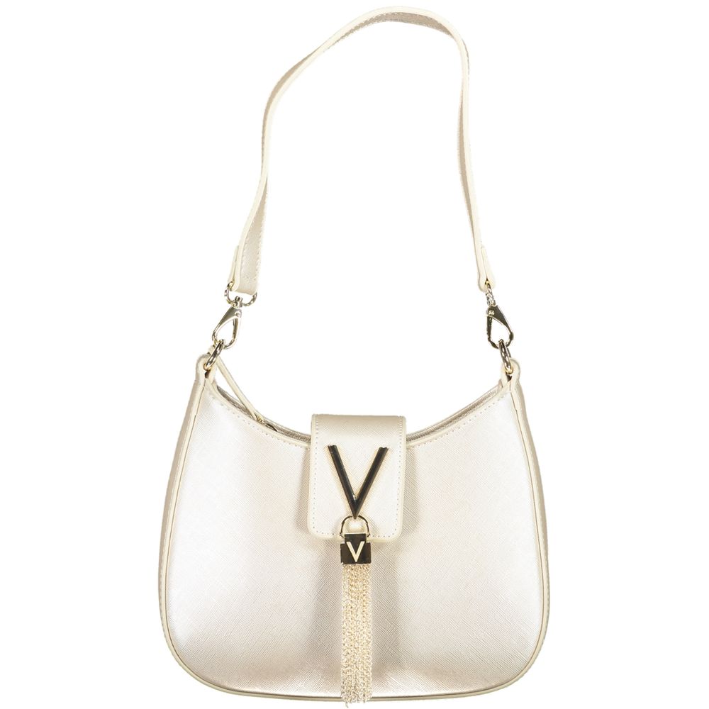 Mario Valentino Silver Leather-Finish Handbag with Chain Strap