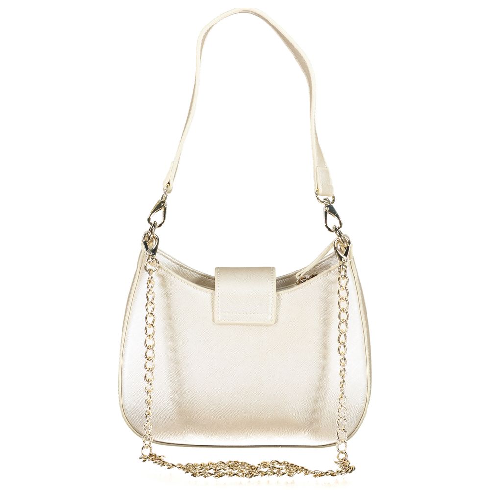 Mario Valentino Silver Leather-Finish Handbag with Chain Strap