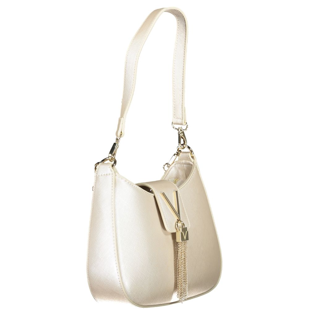 Mario Valentino Silver Leather-Finish Handbag with Chain Strap