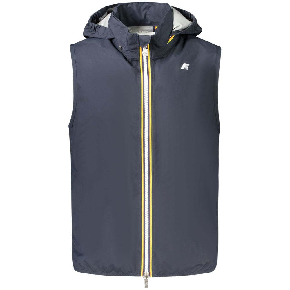 K-WAY Blue Polyester Sleeveless Jacket with Removable Hood
