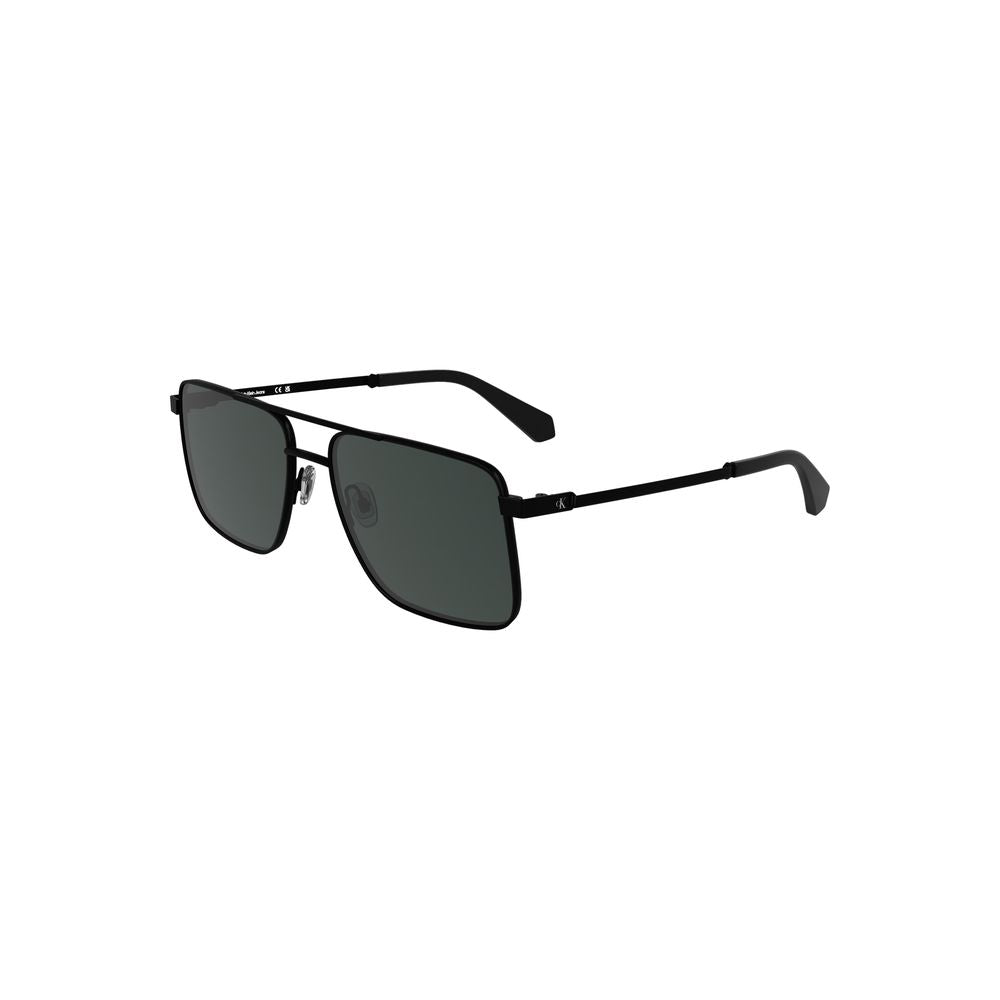 Calvin Klein Men's Black Metal Sunglasses – 58mm Square Lens
