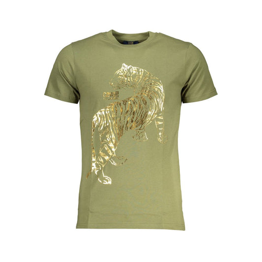Cavalli Class Green Cotton T-Shirt – Bold Streetwear Statement