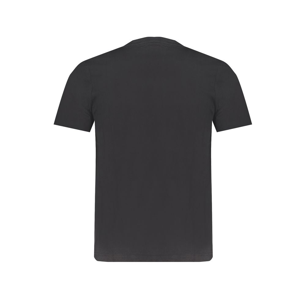 Kappa Black Cotton T-Shirt - Slim Fit Crew Neck with Embroidery