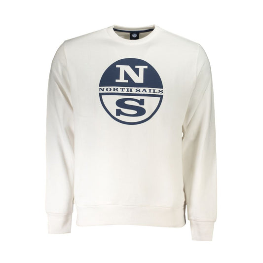 North Sails White Cotton Sweater - Long Sleeve Crew Neck Sweatshirt