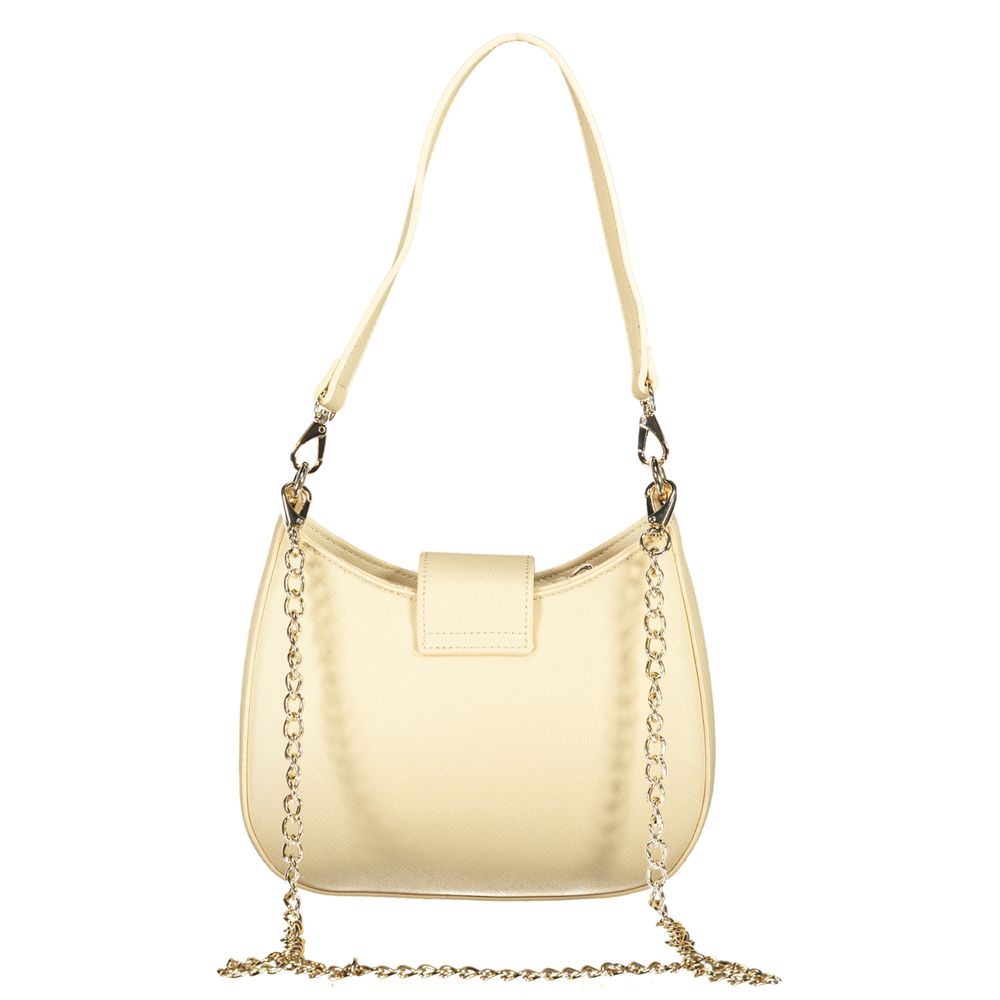 Mario Valentino Beige Faux Leather Handbag with Chain Strap
