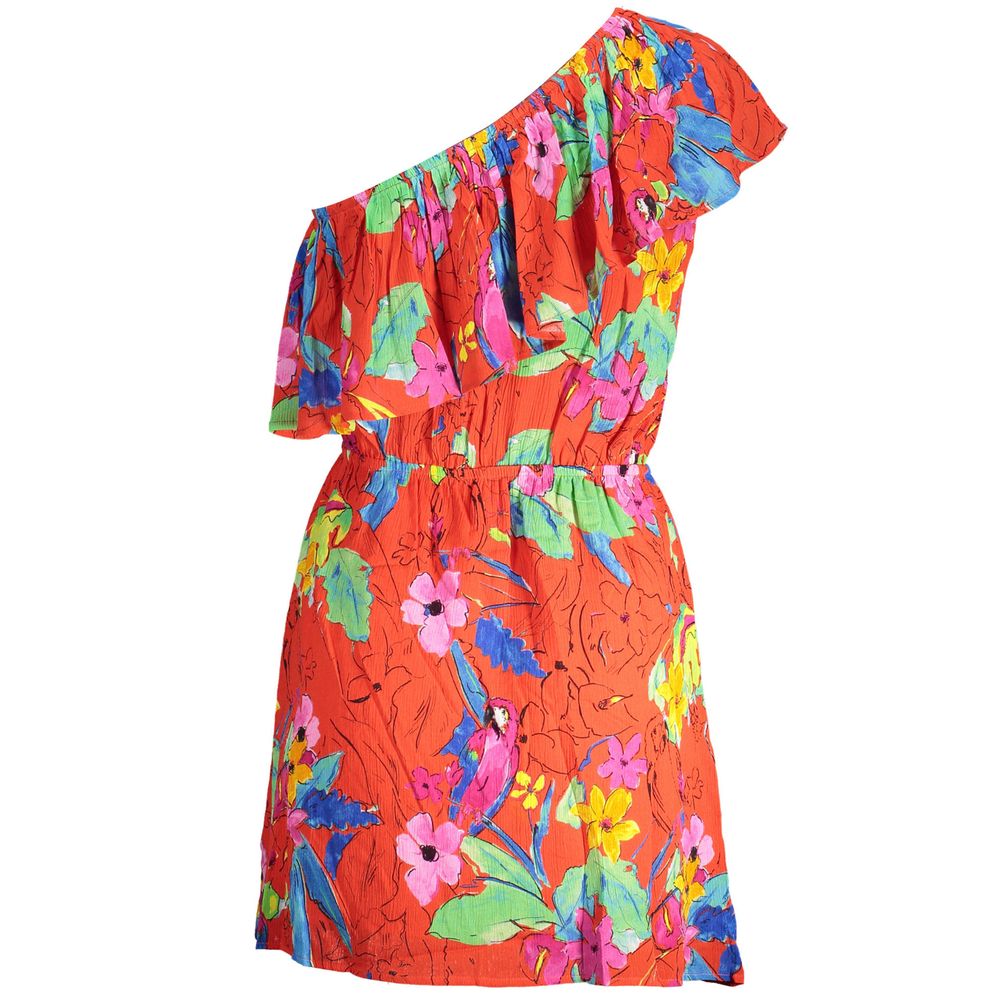 Desigual Red Viscose One-Shoulder Short Dress