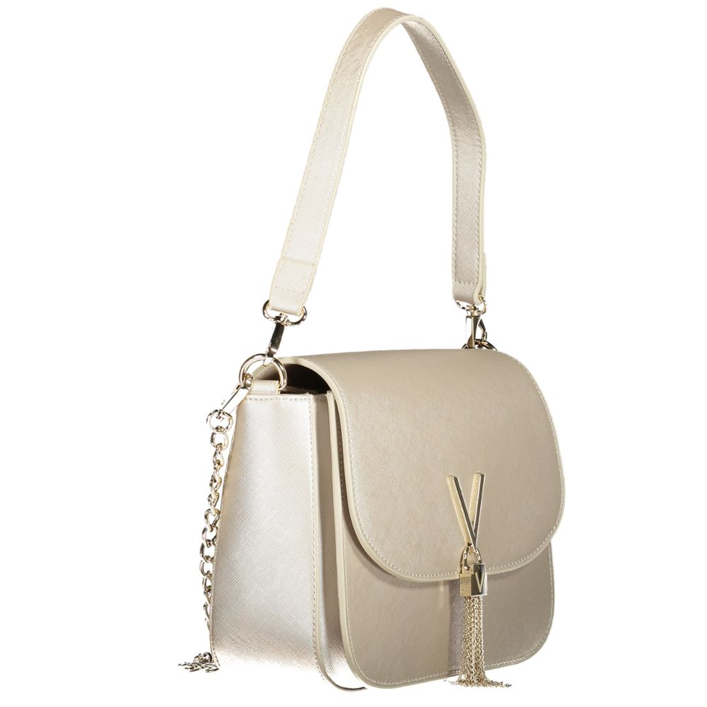 Mario Valentino Gray Faux Leather Handbag with Chain Strap
