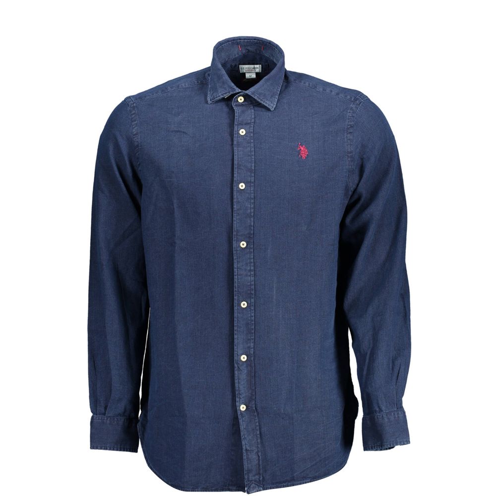 U.S. POLO ASSN. Blue Cotton Long Sleeve Shirt for Men
