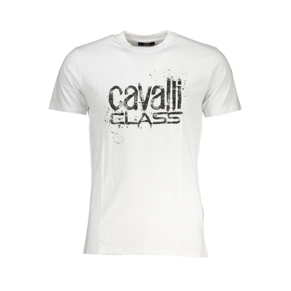 Cavalli Class White Cotton T-Shirt: Bold Expression in Everyday Fashion