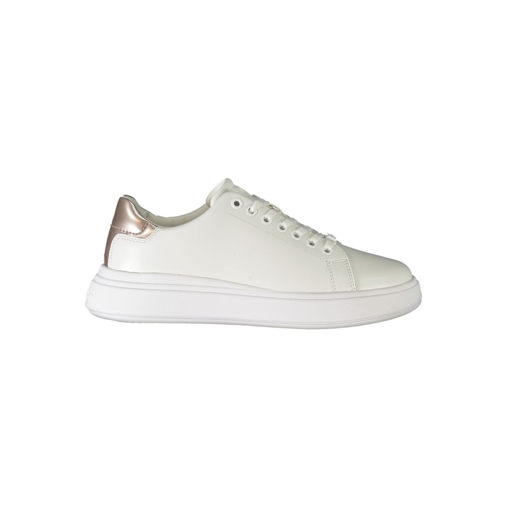 Calvin Klein White Polyester Sneaker - Timeless Style and Comfort