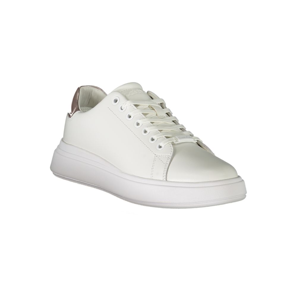 Calvin Klein White Polyester Sneaker - Timeless Style and Comfort