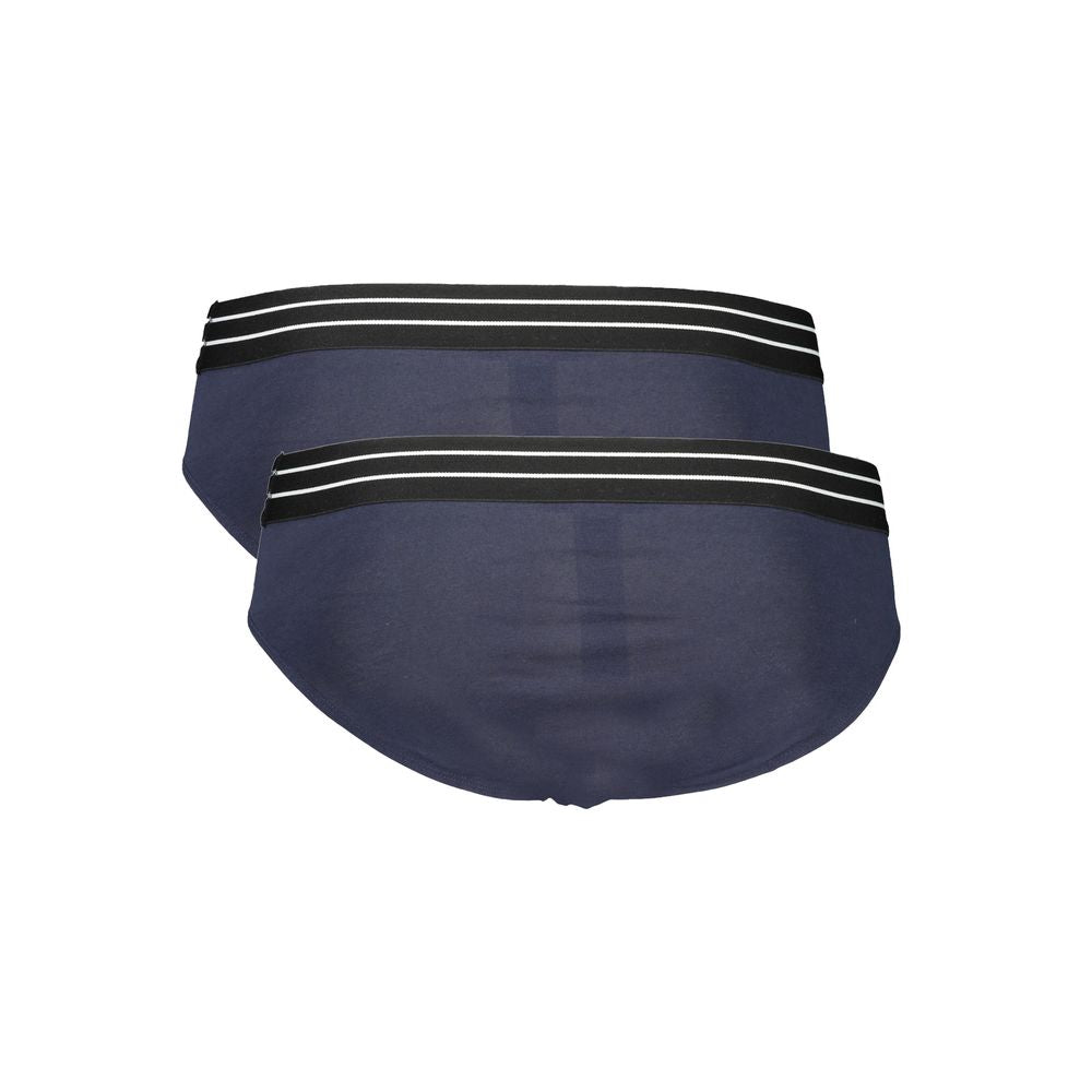Cavalli Class Blue Cotton Men Underwear Bi-Pack Slip