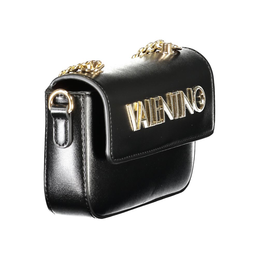 Mario Valentino Black Smooth Leather Handbag with Chain Handle