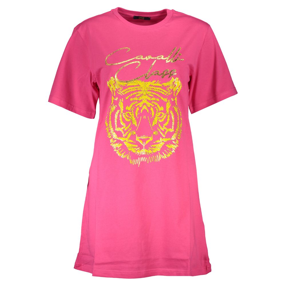 Cavalli Class Pink Cotton Women's T-Shirt Dress