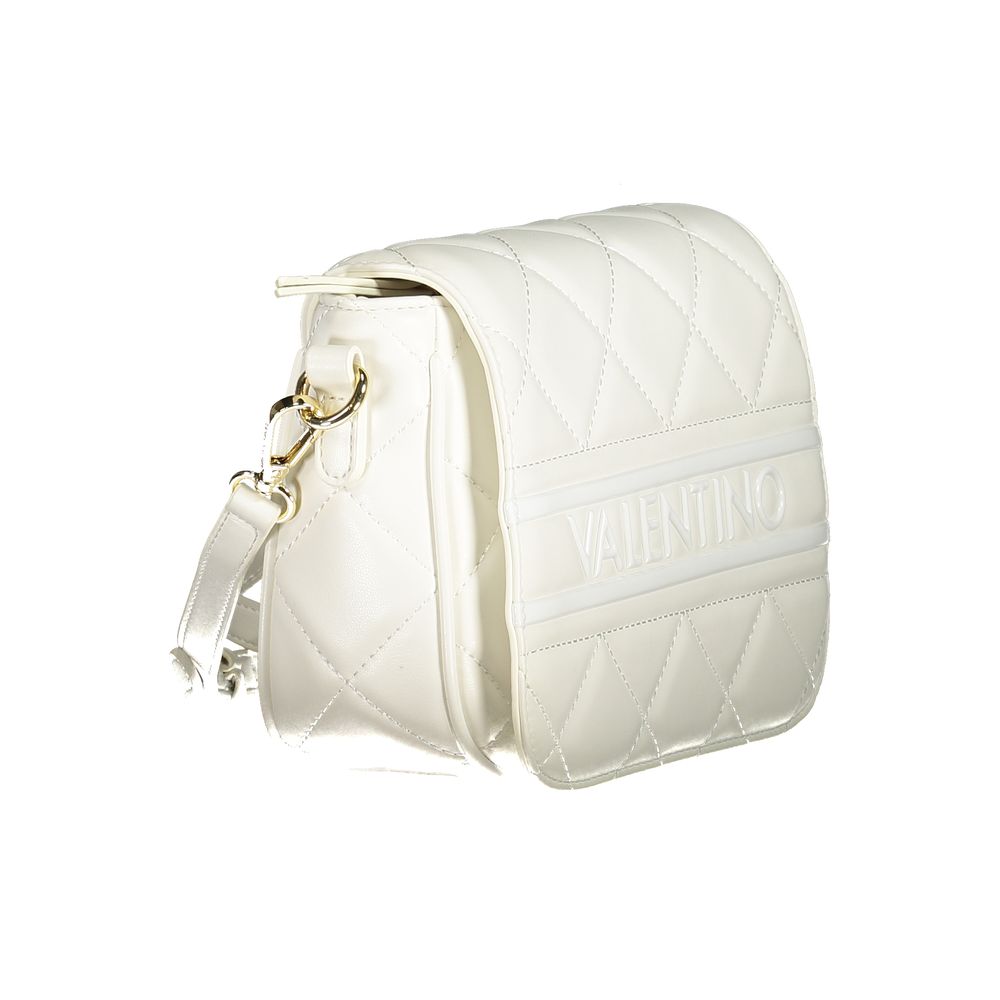 Mario Valentino White Faux Leather Handbag with Contrasting Details
