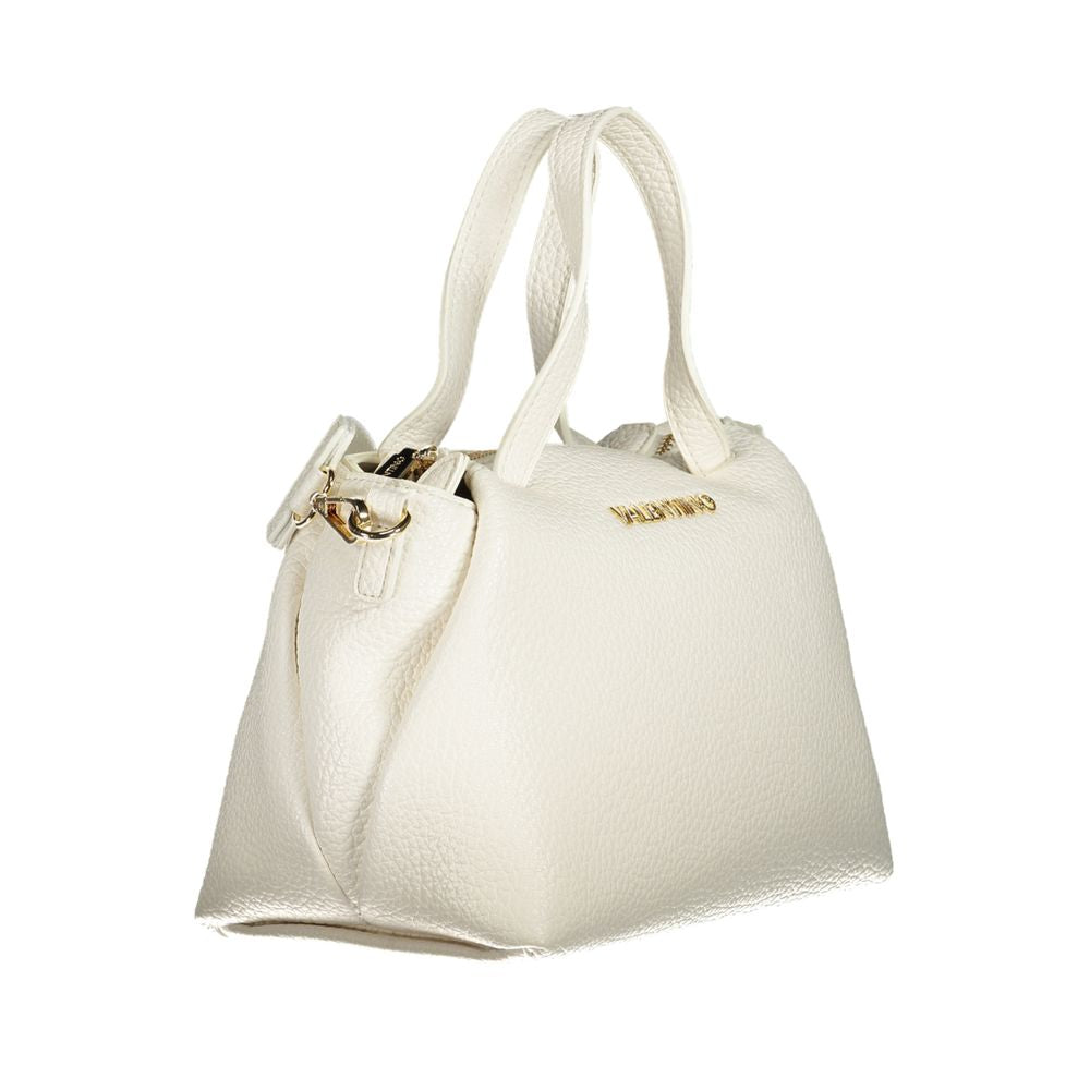 Mario Valentino White Faux Leather Handbag with Adjustable Strap