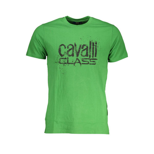 Cavalli Class Green Cotton T-Shirt - Stylish & Comfortable