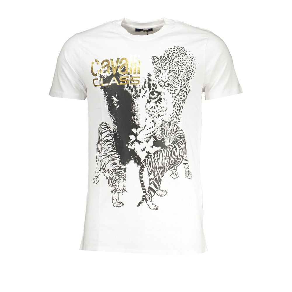 Cavalli Class White Cotton T-Shirt for Effortless Style