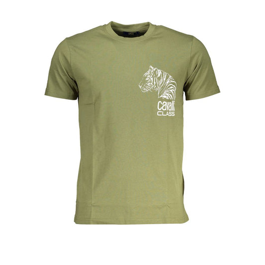 Cavalli Class Green Cotton T-Shirt - Striking Style Statement