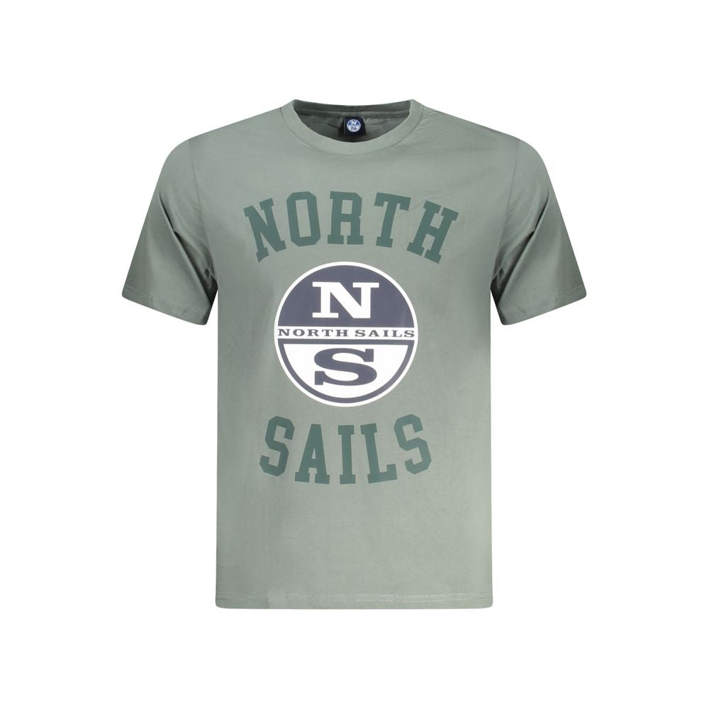 North Sails Green Cotton Men T-Shirt - Eco-Conscious Nautical Comfort