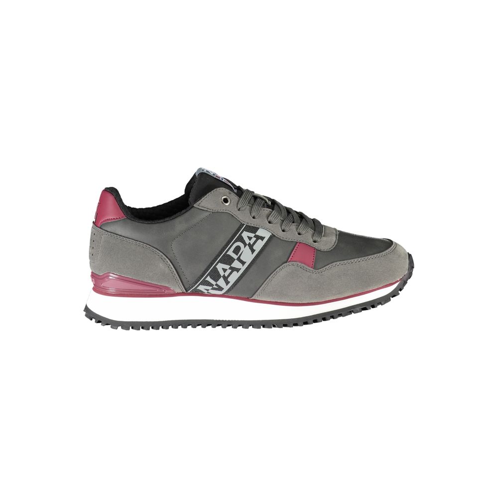 Napapijri Gray Lace-Up Sneakers with Contrast Accents for Men & Women
