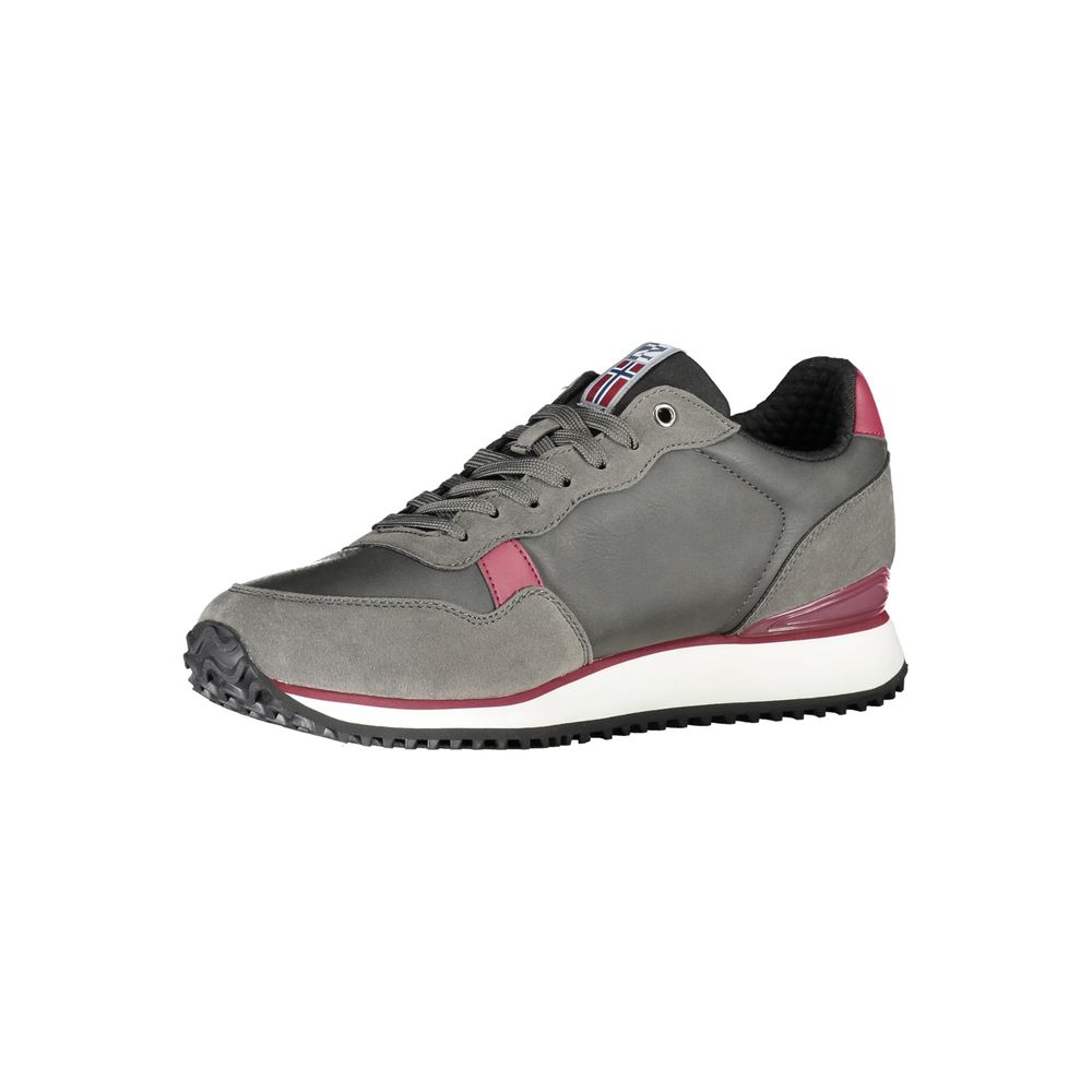Napapijri Gray Lace-Up Sneakers with Contrast Accents for Men & Women
