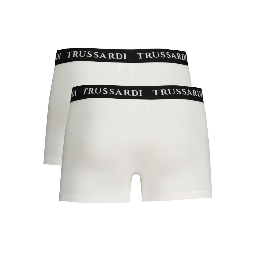 Trussardi White Cotton Boxer Shorts Bi-Pack