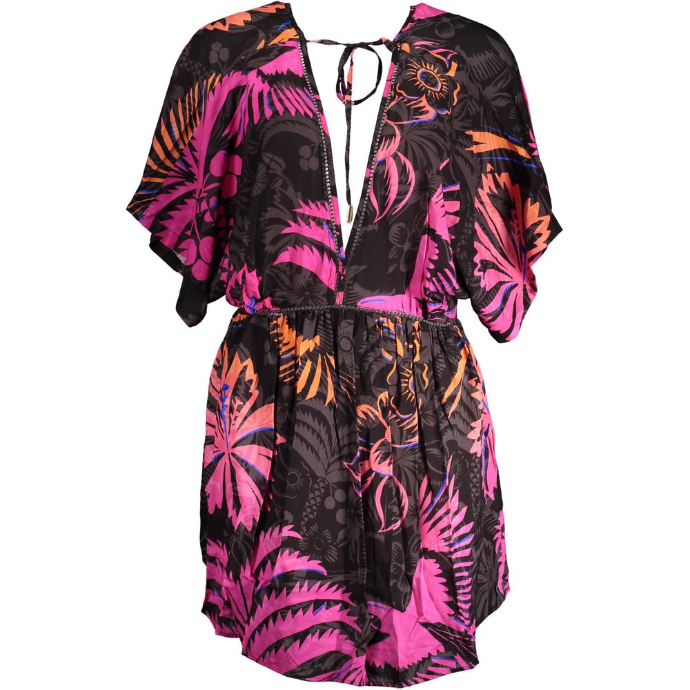 Desigual Multicoloured Pink Black Cotton Women Mini Summer Dress