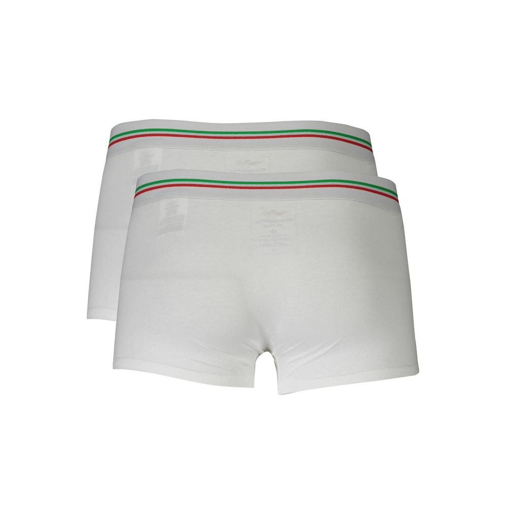 Aeronautica Militare White Cotton Men Boxer Briefs - Dual Pack