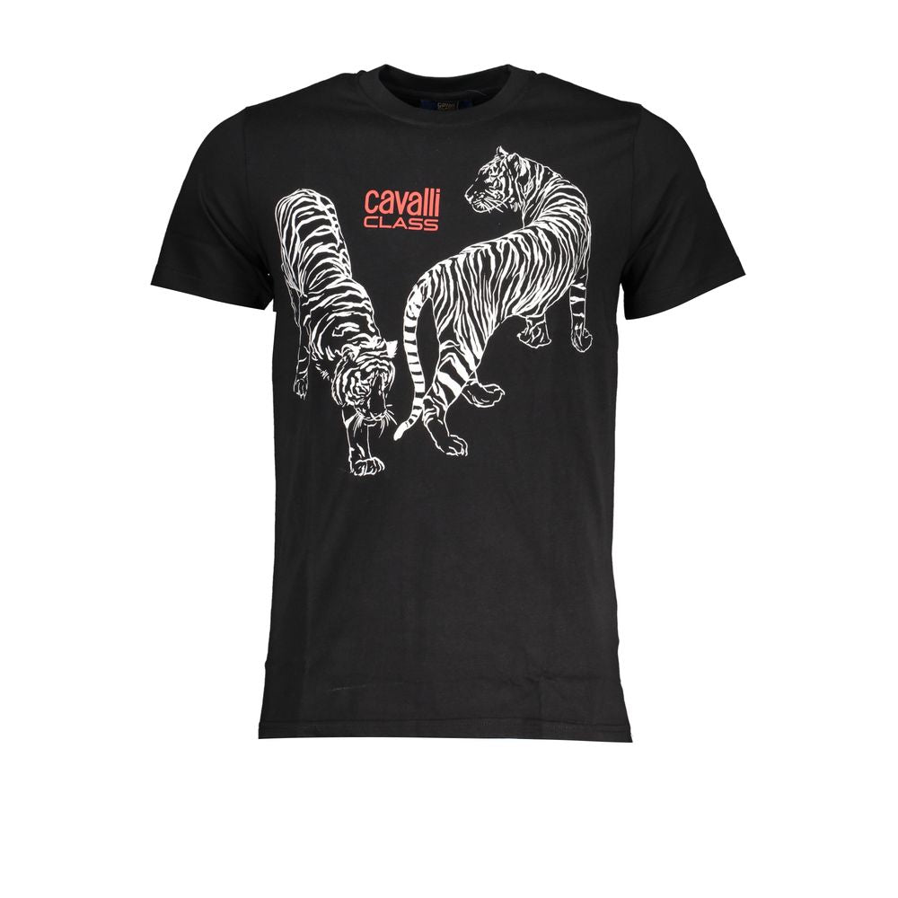 Cavalli Class Black Cotton T-Shirt - Bold Statement Piece