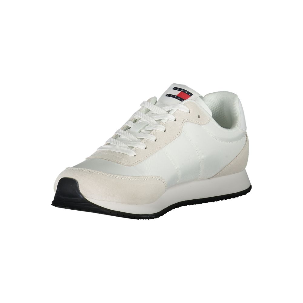 Tommy Hilfiger White Beige Polyester Men Sneakers