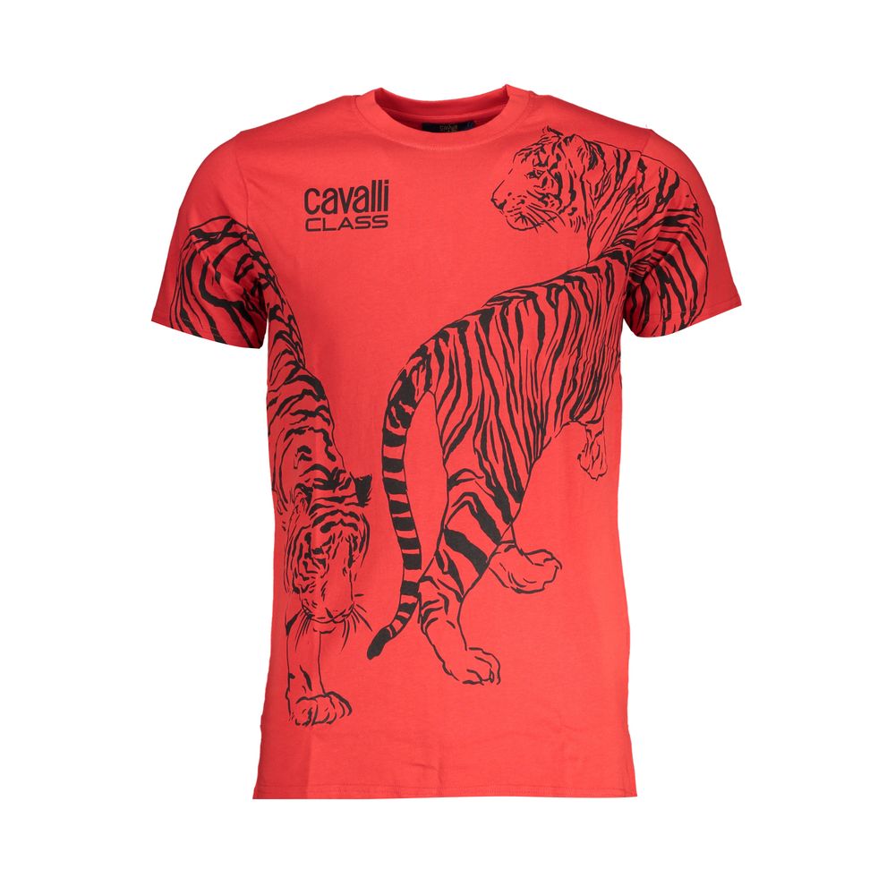 Cavalli Class Red Cotton T-Shirt - Stylish Comfort Redefined