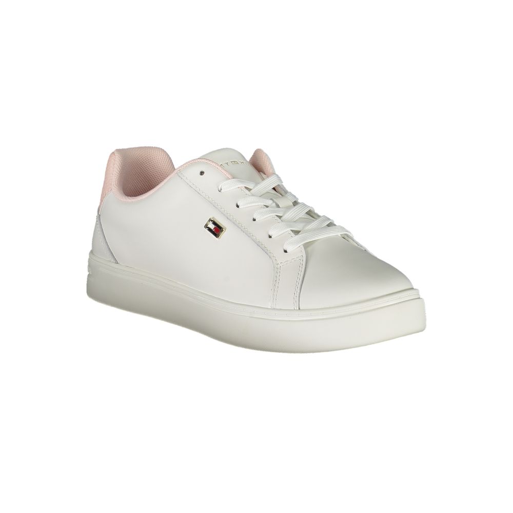 Tommy Hilfiger White Polyester Sneaker with Contrast Details