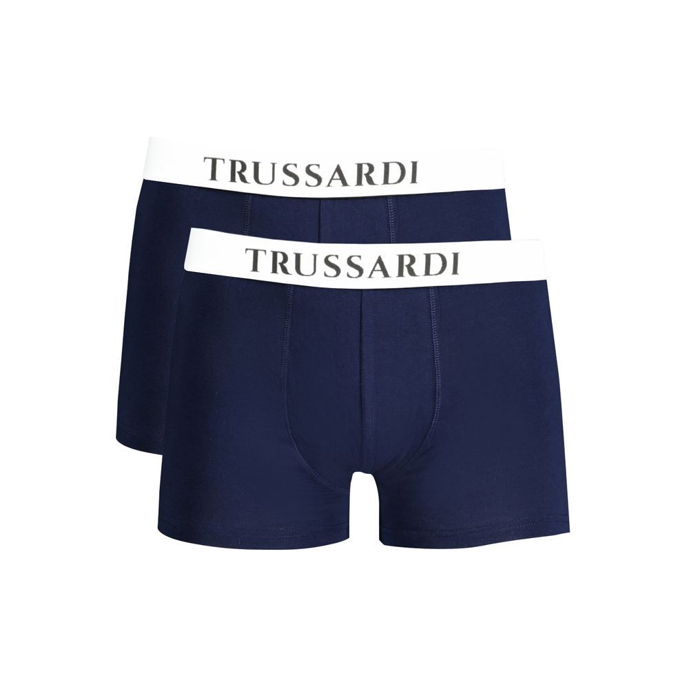 Trussardi Blue Cotton Boxer Briefs - Bi-Pack