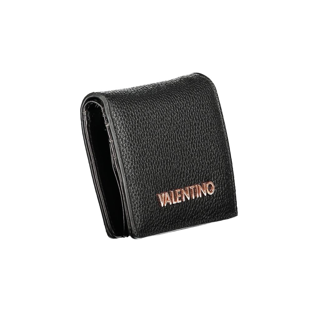 Mario Valentino Black Faux Leather Wallet with Automatic Closure