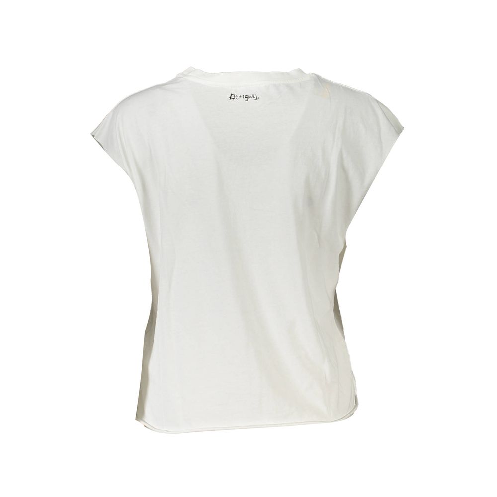 Desigual White Cotton Sleeveless T-Shirt
