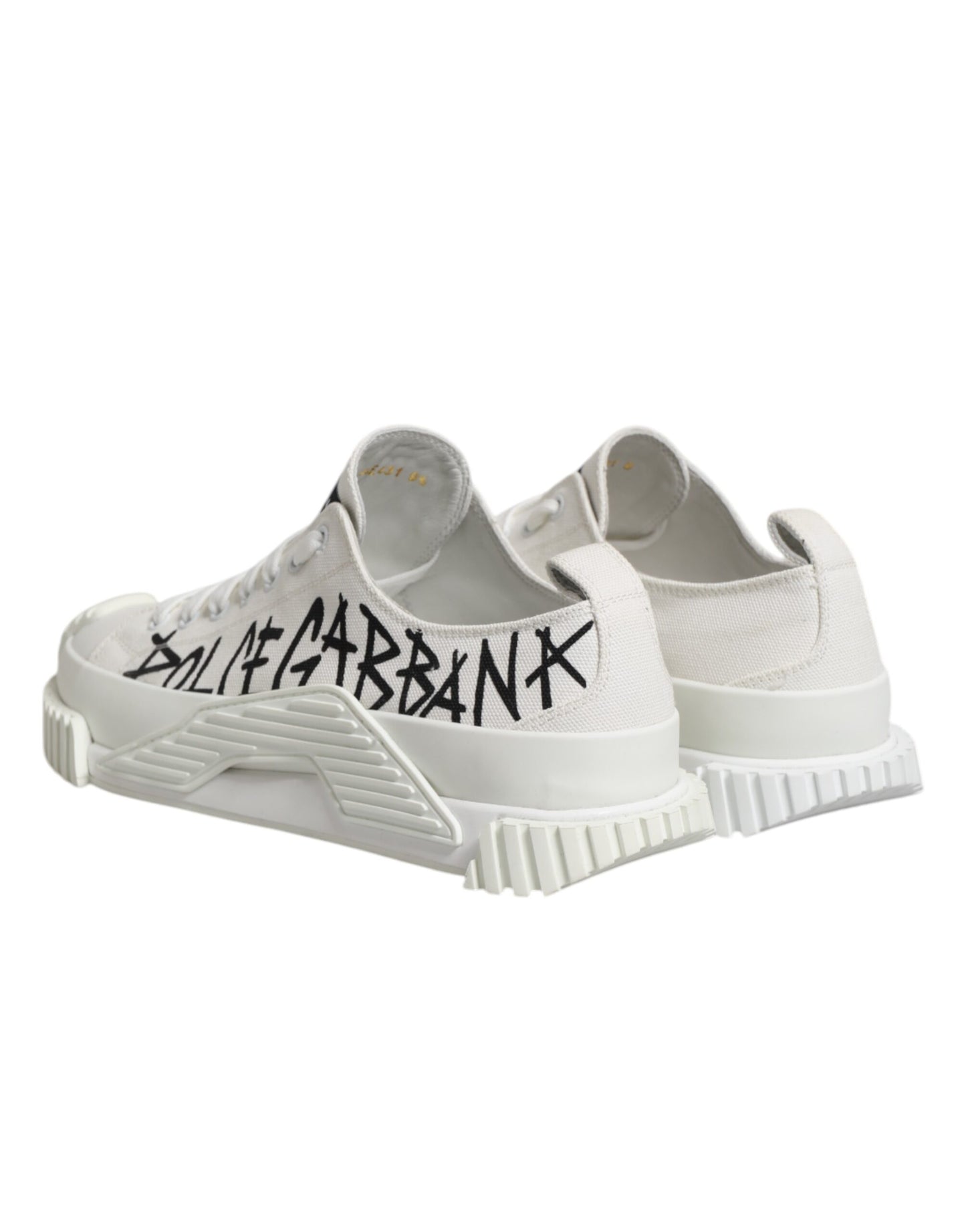 Dolce & Gabbana White Logo Print Lace Up Low Top Sneakers