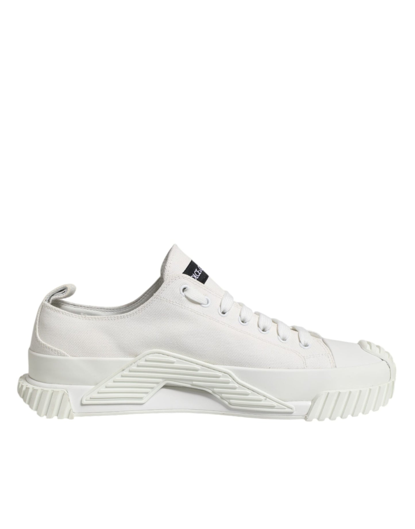Dolce & Gabbana White Logo Print Lace Up Low Top Sneakers