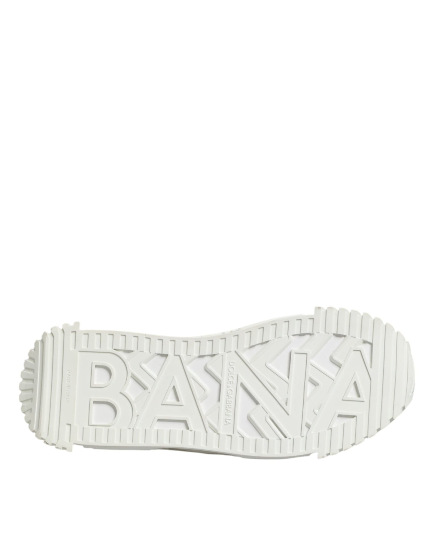 Dolce & Gabbana White Logo Print Lace Up Low Top Sneakers