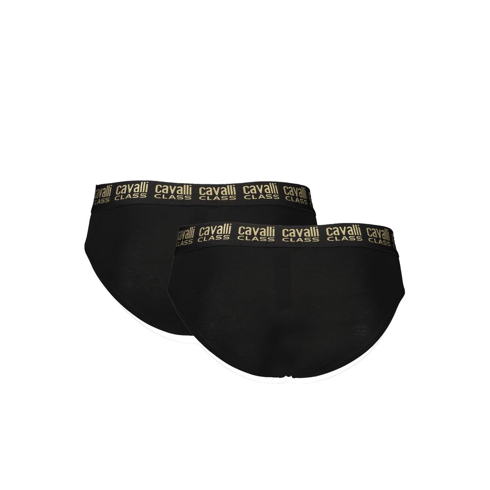 Cavalli Class Black Cotton Men Underwear - Bi-Pack Slip