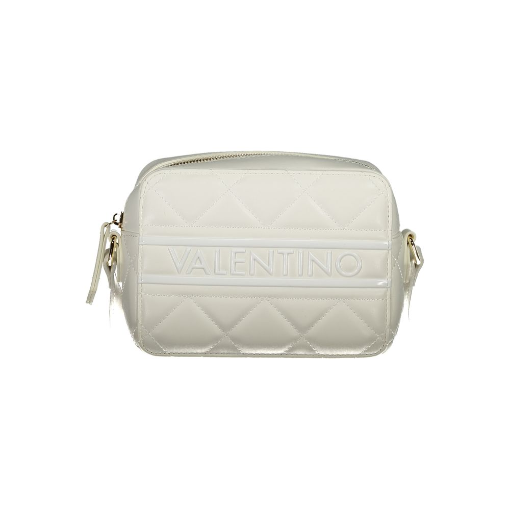 Mario Valentino White Faux Leather Handbag with Contrasting Details