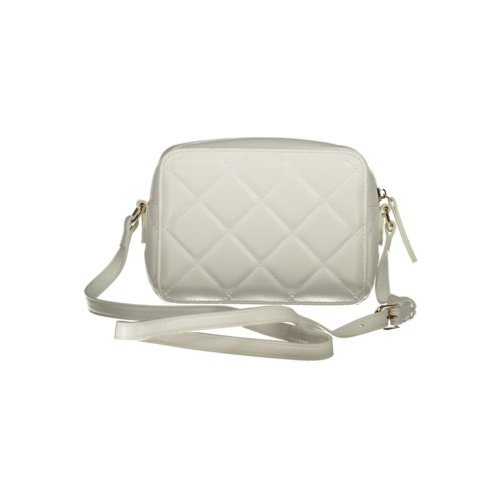 Mario Valentino White Faux Leather Handbag with Contrasting Details